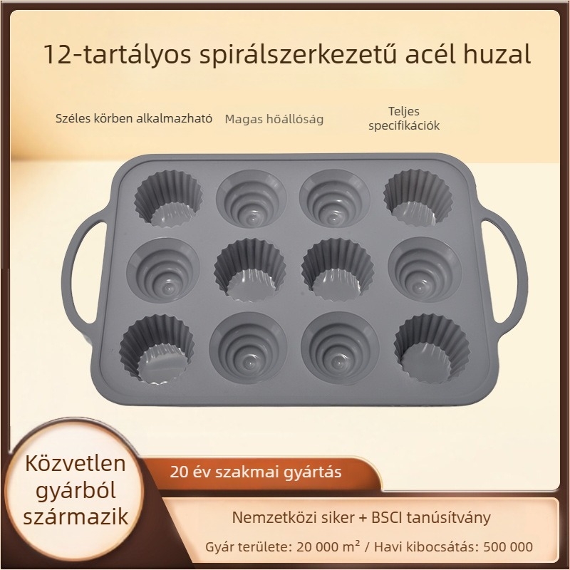 Kerek szilikon süteményforma készlet, 12 darabos acél gyűrűvel sütőben használható