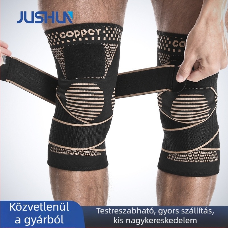 Sporttérdvédő pánttal, csúszásmentes kötött nylon térdvédő kosárlabdához és futáshoz