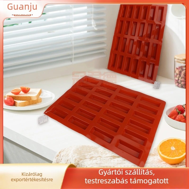 Szilikonból készült csokoládé rudak formája; hosszúkás, tapadásmentes és könnyen kiemelhető; anyag: szilikon; Guan De márka