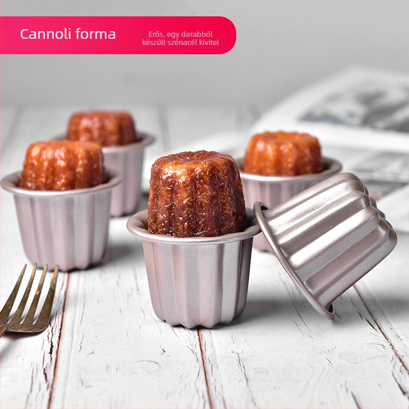 Arany színű mini tortaforma egy pohárral, tapadásmentes, sütőbe tehető, szénacélból
