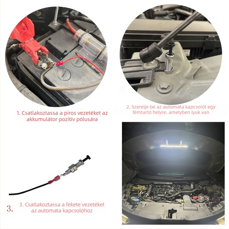 Yqg-5050 LED autó motorháztető sürgősségi világítás automata kapcsolóval, 12V, 38×1,2 cm, 6000K, 5000 lm