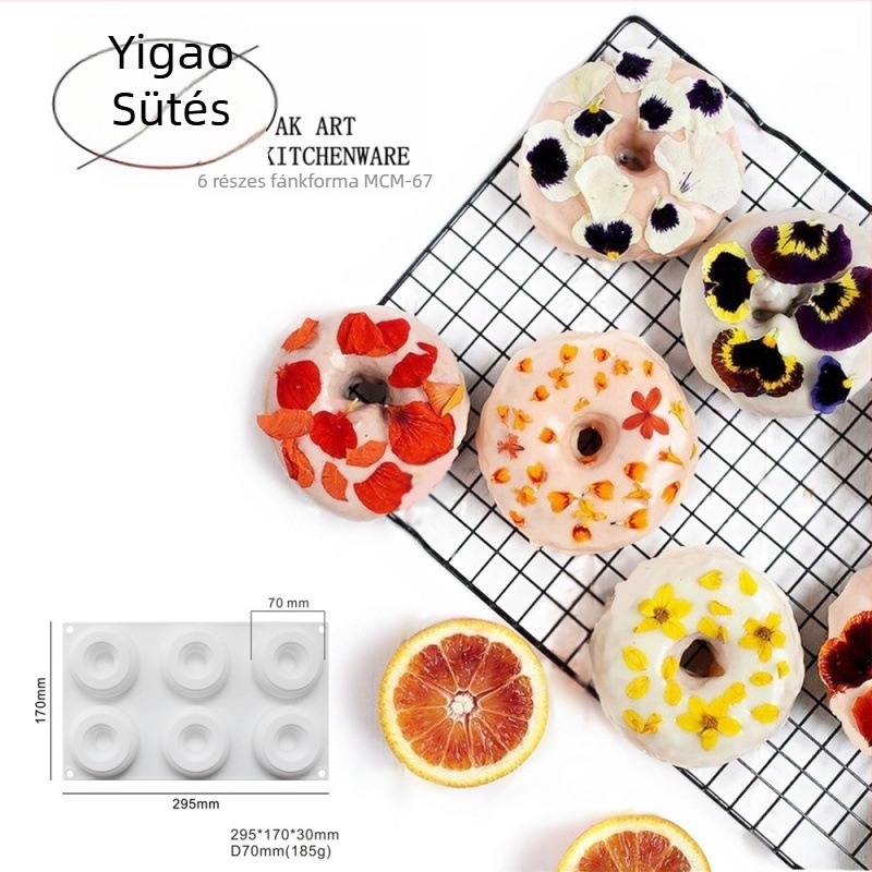6 darabos szilikon fánk forma DIY francia mousse torta készítéséhez
