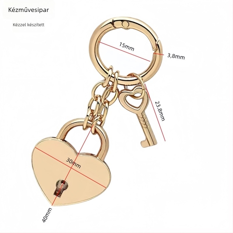 Szív alakú ötágú csillag rugós fém lakat kulcstartó, táskákhoz