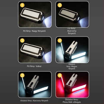 LED ABS összecsukható kültéri lámpa, 360° forgás, kézi tekerés, 3000mAh