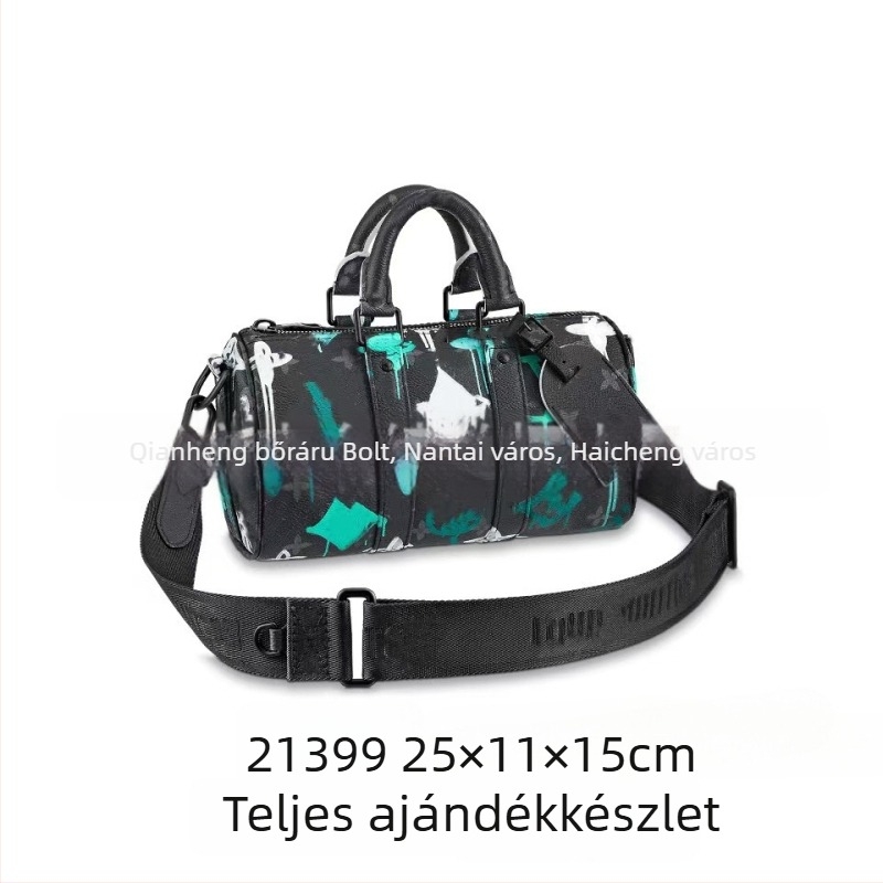 Új uniszex színblokkolt-reliefes párnatáska vállon átvetős, hordó/cilindrikus forma, crossbody