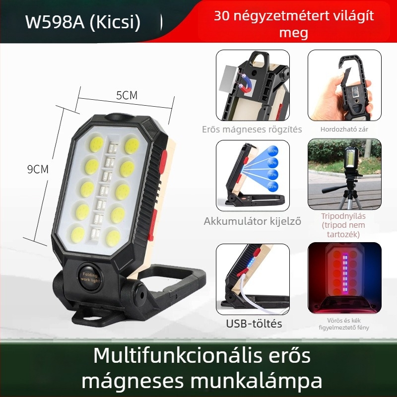 Kézi munkalámpa LED T6, 3,7V, 10W, IP65, 120° fénysugár