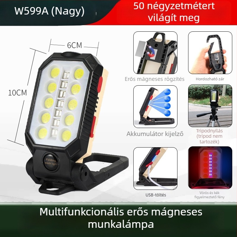 Kézi munkalámpa LED T6, 3,7V, 10W, IP65, 120° fénysugár