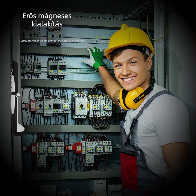 LED munka lámpa mágneses kampóval, COB világítás, összecsukható kézi zseblámpa, 1W • száraz elem • ABS ház • hatótáv 50–100 m
