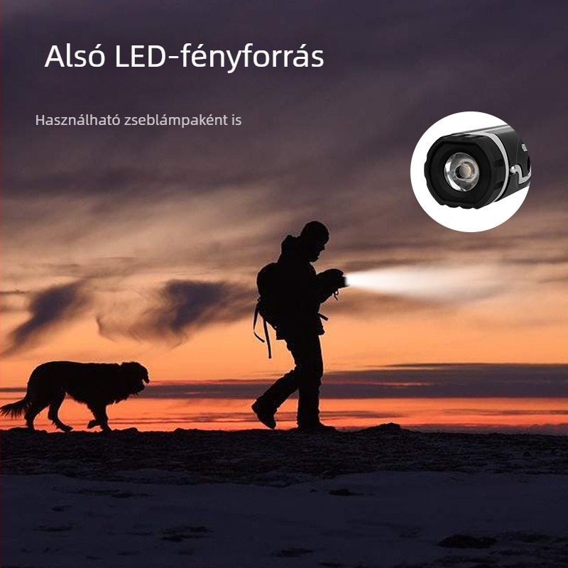 LED munka lámpa mágneses kampóval, COB világítás, összecsukható kézi zseblámpa, 1W • száraz elem • ABS ház • hatótáv 50–100 m
