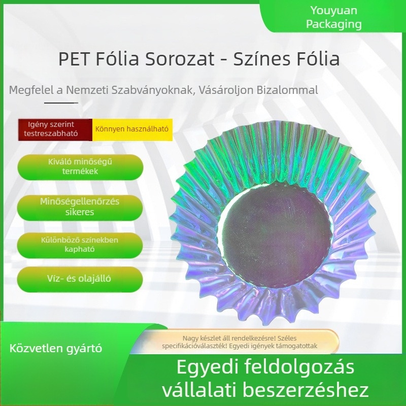 PET színes film sütéshez, körkörös torta papírtálca és papírpohár sütéshez, élelmiszer-minőség
