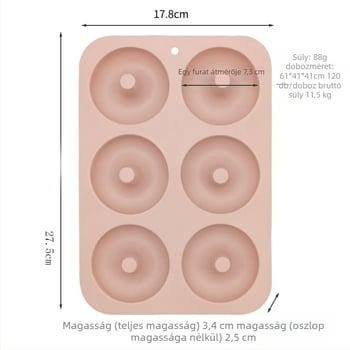 6 rekeszes szilikon fánk forma, kör alakú, macaron színű, sütőeszköz fánkokhoz és süteményekhez