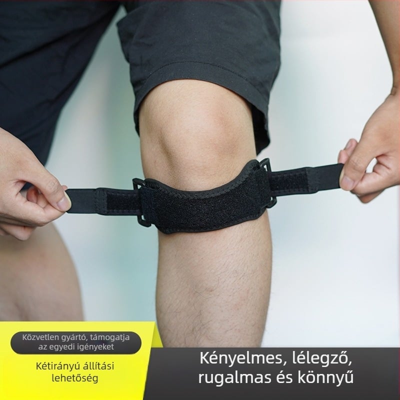 Uniszex kompressziós patella térdvédő futáshoz, ütéscsillapítással és meniszkusz védelmével, ideális asztaliteniszhez, tollaslabdához és túrázáshoz.