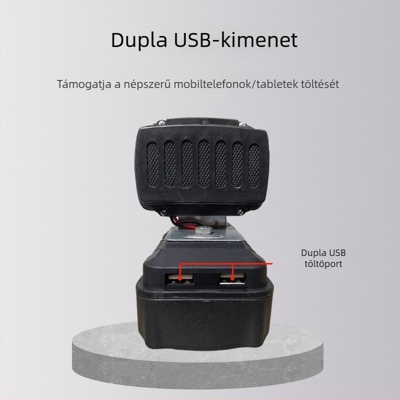 Dewalt lítium akkumulátorral kompatibil LED munkalámpa, kettős USB-vel – vészhelyzeti hordozható világítás