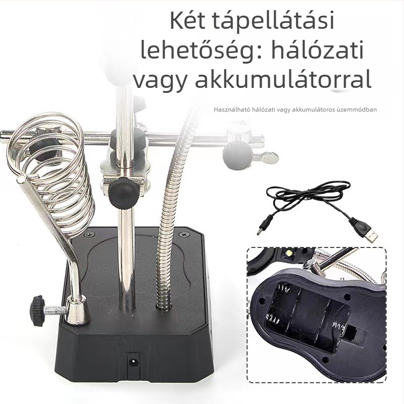 Asztali nagyító dupla lencsékkel, nagyítás 2,5x–7,5x, fém keret, modell 800