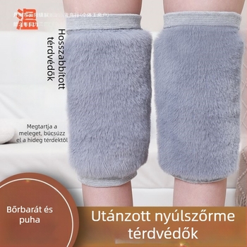 Velcro-s térdvédők, melegek, nyúlbundát imitáló műszőrme, fleece-béléssel és vastag kialakítással, szélvédett kerékpározáshoz, uniszex felnőtteknek