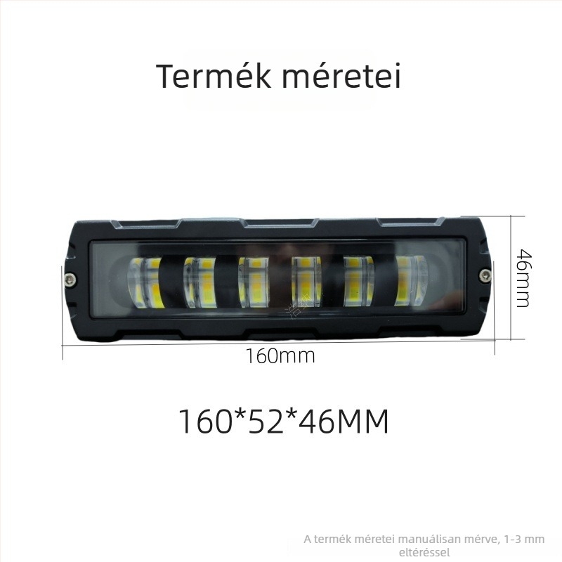 6 hüvelykes egy sor LED spotlámpa sárga és fehér villogó fénnyel, autó munkavilágítás építőgépekhez és targoncákhoz, nappali világítás