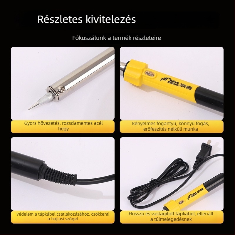Xinwei elektromos forrasztó készlet háztartási használatra, gumírozott fogantyúval, 220V, forrasztáshoz, desolderingre és pirográfiára