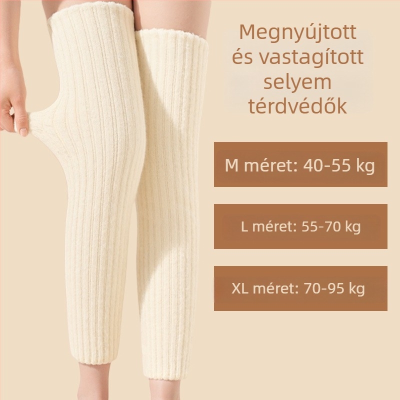 Selyem termikus térdmelegítők őszi–téli időszakra, hosszú cső alakú térdmelegítők, felnőttek számára