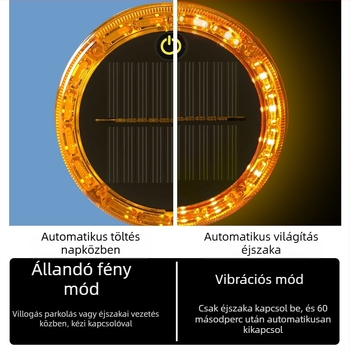 Napelemes riasztó stroboszkóp fényei járművekhez – hátsó LED lámpa, vezeték nélküli, szélességjelző; Modell: Solar warning strobe light; Alkalmazható modellek: Minden modell; Termékkód: 723045834