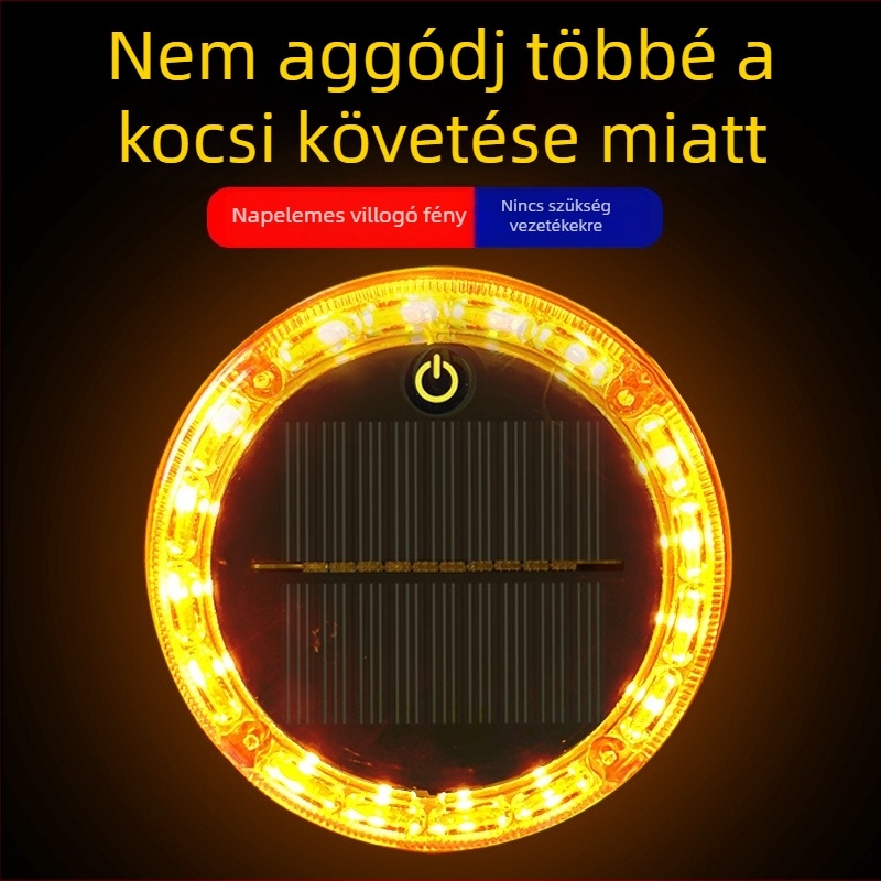 Napelemes riasztó stroboszkóp fényei járművekhez – hátsó LED lámpa, vezeték nélküli, szélességjelző; Modell: Solar warning strobe light; Alkalmazható modellek: Minden modell; Termékkód: 723045834