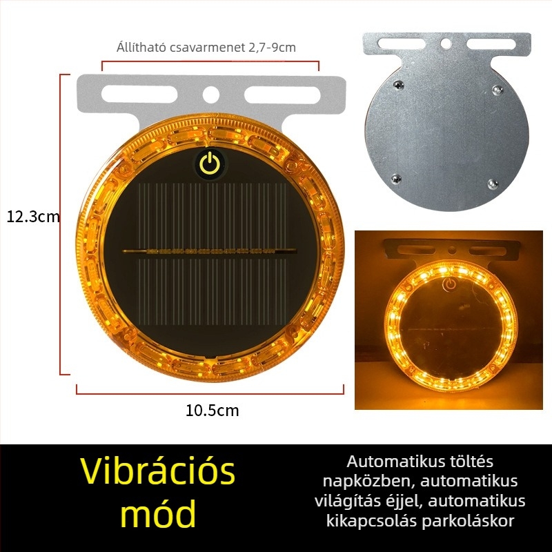Napelemes riasztó stroboszkóp fényei járművekhez – hátsó LED lámpa, vezeték nélküli, szélességjelző; Modell: Solar warning strobe light; Alkalmazható modellek: Minden modell; Termékkód: 723045834
