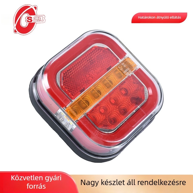 Személygépkocsi hátsó lámpa, négyszögletes hamburger lámpa, 12/24V, kamionokra