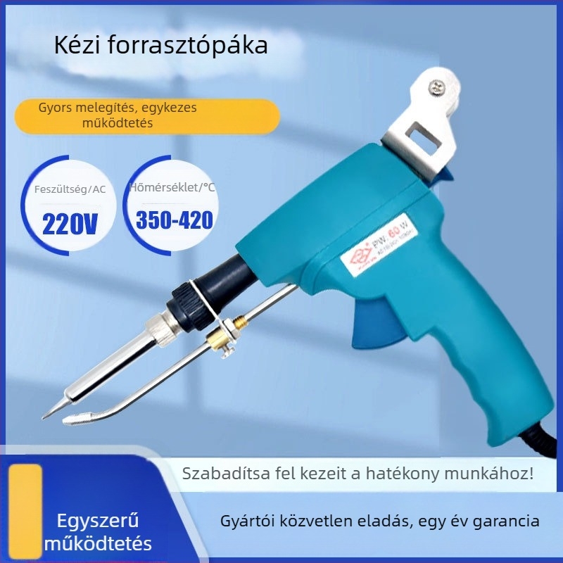 Kézi forrasztópisztoly gumírozott fogantyúval, 220V, forrasztáshoz és elektromos mérésekhez