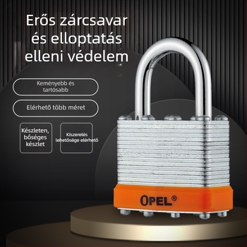OPEL háztartási lakat vas testtel és rézcylinderrel, modell QC, porálló, raktárakhoz, szekrényekhez, poggyászhoz és építkezésekhez