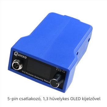 Hordozható T12 forrasztóvas Li-ion akkumulátoros, elektronikai eszközök javításához; Márka quicko; Anyag: kerámia fűtőelem; Bemeneti feszültség: 12V; Energiaforrás: akkumulátor; Cél: elektronikai készülékek forrasztása