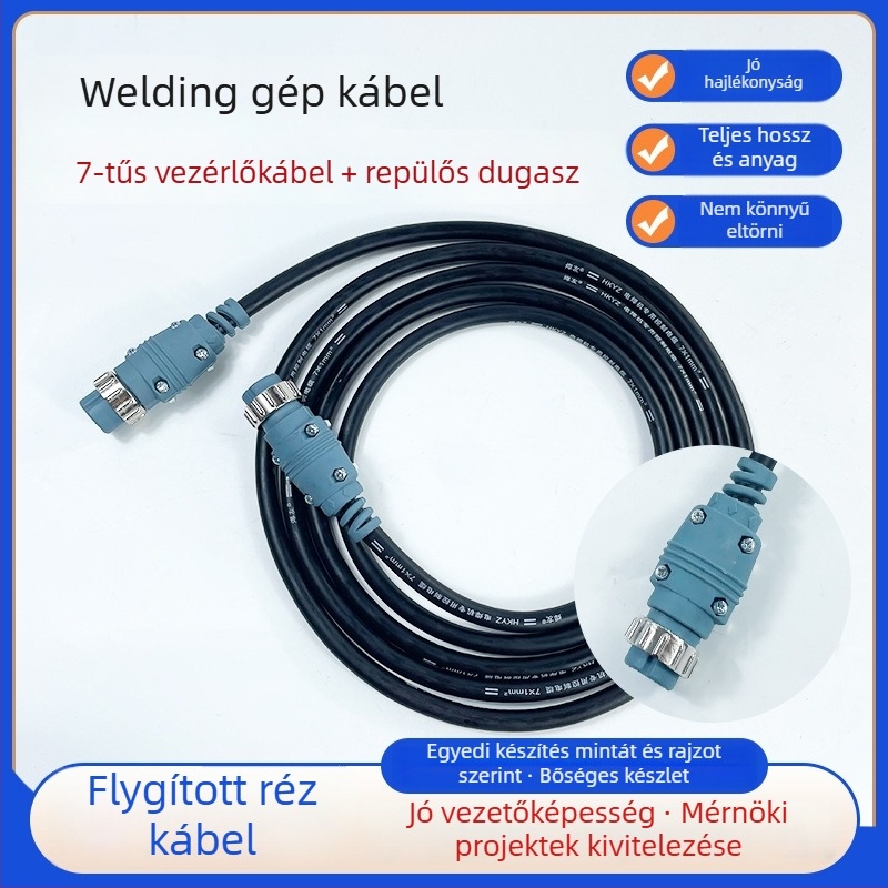 7-vezetékes repülőcsatlakozós vezérlőkábel gázvédett hegesztő huzal-adagolóhoz, repülőcsatlakozós csatlakozó kábel, ónzott réz vezető személyre szabva