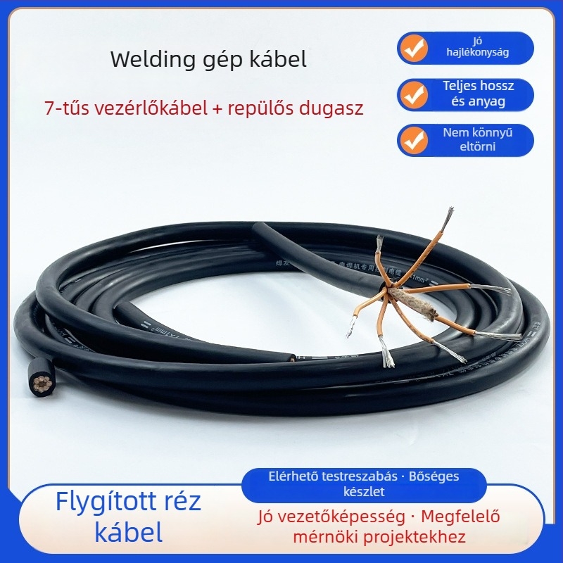 7-vezetékes repülőcsatlakozós vezérlőkábel gázvédett hegesztő huzal-adagolóhoz, repülőcsatlakozós csatlakozó kábel, ónzott réz vezető személyre szabva