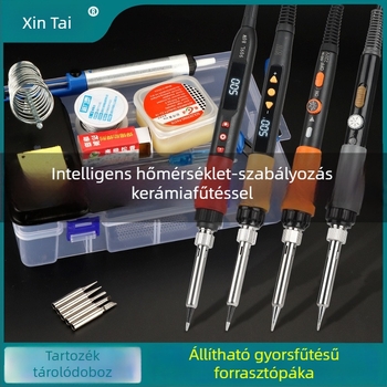 Otthoni használatra szánt elektromos forrasztó készlet, professzionális színvonalú, tartalmaz forrasztópákát és reparáló készletet