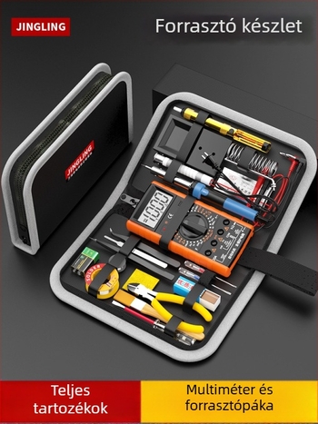 Professzionális elektronikai javító készlet: multiméter és forrasztóvas, eszköztárolóval, állandó hőmérsékletű funkcióval, otthoni és diákképzésre