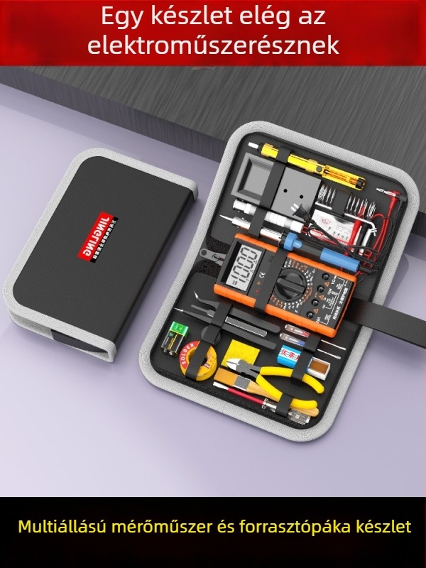 Professzionális elektronikai javító készlet: multiméter és forrasztóvas, eszköztárolóval, állandó hőmérsékletű funkcióval, otthoni és diákképzésre