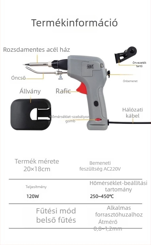 Új 120W automata forrasztópáka ónnal ellátással elektronikai javításokra, hordozható nagy teljesítményű forrasztó eszköz