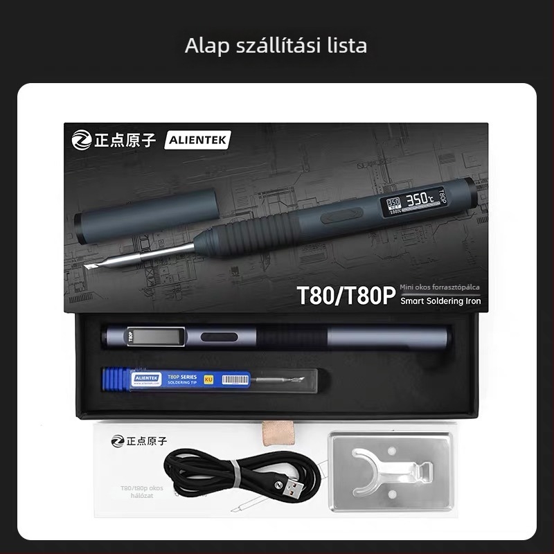 T80/T80P intelligens forrasztóállomás, 100W, hordozható, állandó hőmérséklet, C245/C210 tippek