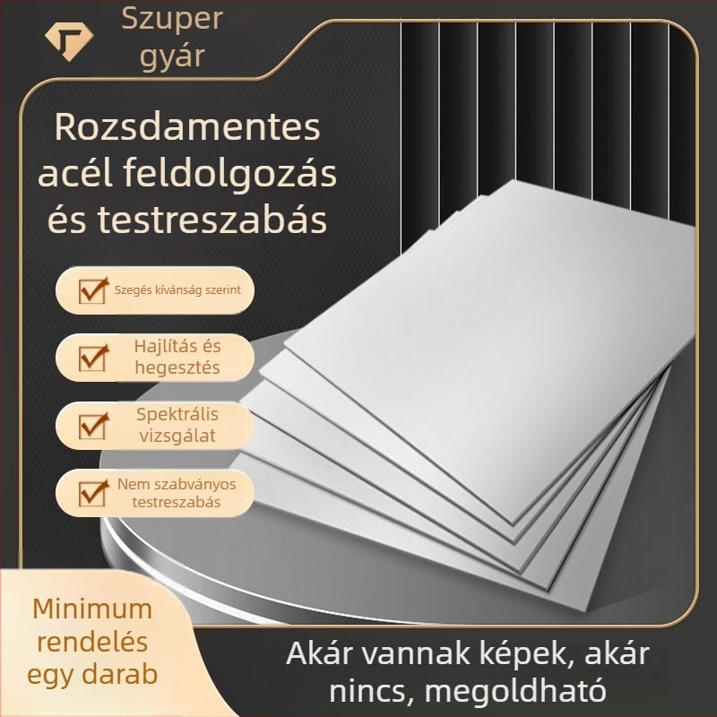 304 rozsdamentes acéllemez, lézeres vágás, hidegen hengerelt felület, 2B felület, testreszabható