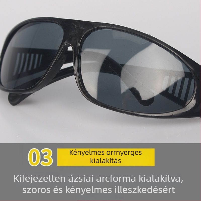 Hegesztő szemüveg – Üvegből készült lencsék, 1.0 mm vastagság; védelem a hegesztés okozta fényesség ellen, argon ív fényesség elleni védelem, és másodlagos védelem.