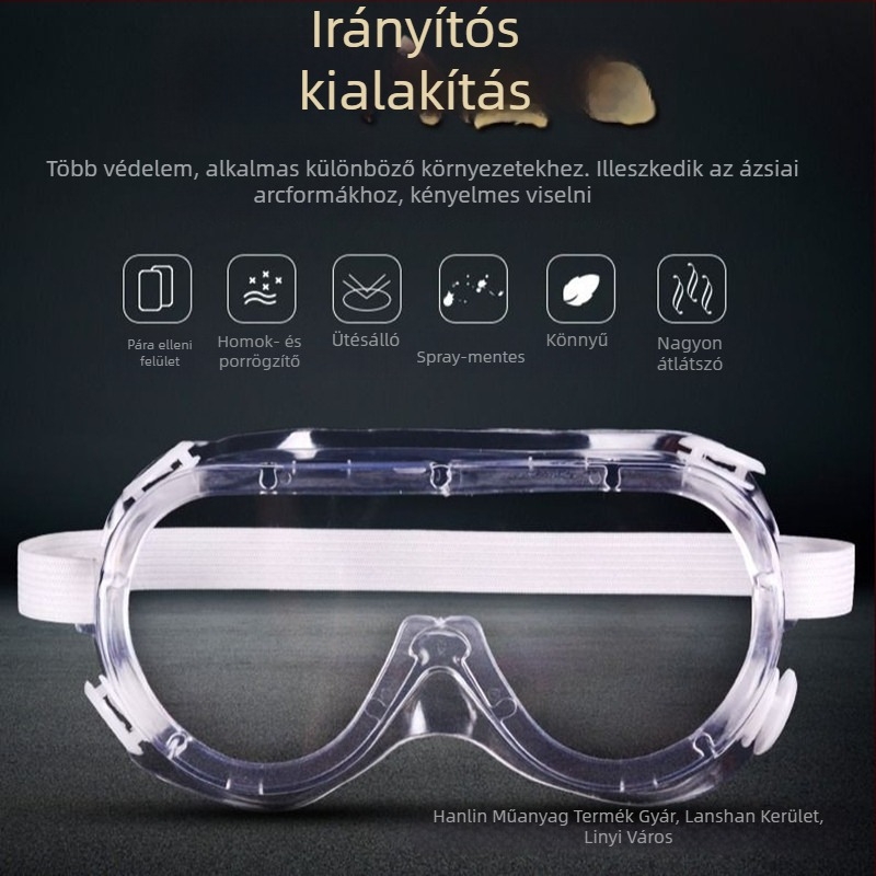 Hegesztővédő szemüveg, rugalmas pánttal, PVC+PC anyagból, HD átláthatóság, por- és ütésálló (Négy-gyöngy modell; Anyag: PVC+PC; Pánt: elasztikus; Átlátszóság: HD; Funkciók: por és ütés)