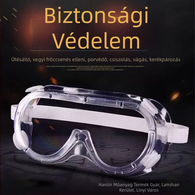 Hegesztővédő szemüveg, rugalmas pánttal, PVC+PC anyagból, HD átláthatóság, por- és ütésálló (Négy-gyöngy modell; Anyag: PVC+PC; Pánt: elasztikus; Átlátszóság: HD; Funkciók: por és ütés)
