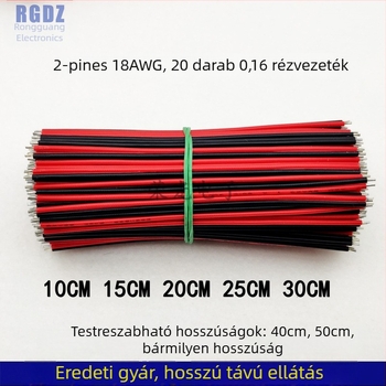 LED-szalag hegesztővezeték, sík kialakítású, alacsony feszültség, ónos végek, 2‑pin csatlakozó egyszínű LED-szalaghoz