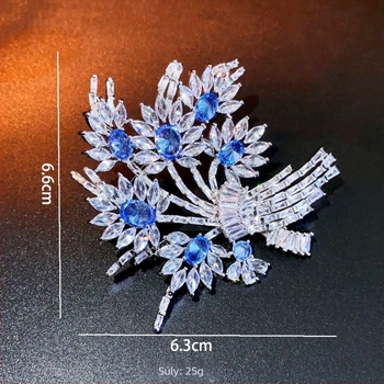 Réz virágos brooch cirkón beültetéssel, felületi bevonat metalos, japán-koreai stílus