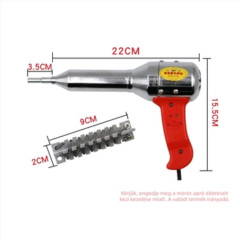 Termosztátos forrólevegős pisztoly műanyag hegesztéséhez, 700W, elektronikus hőmérséklet-szabályozás, állítható hőmérséklet, 220V