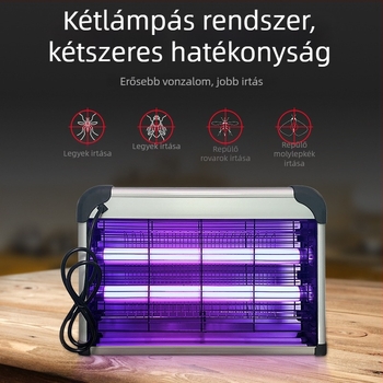 LED beltéri szúnyogirtó lámpa elektromos sokkal és fényhullám-csapdával | 41-60 m² lefedettség | külső nikkel-zink vas háló