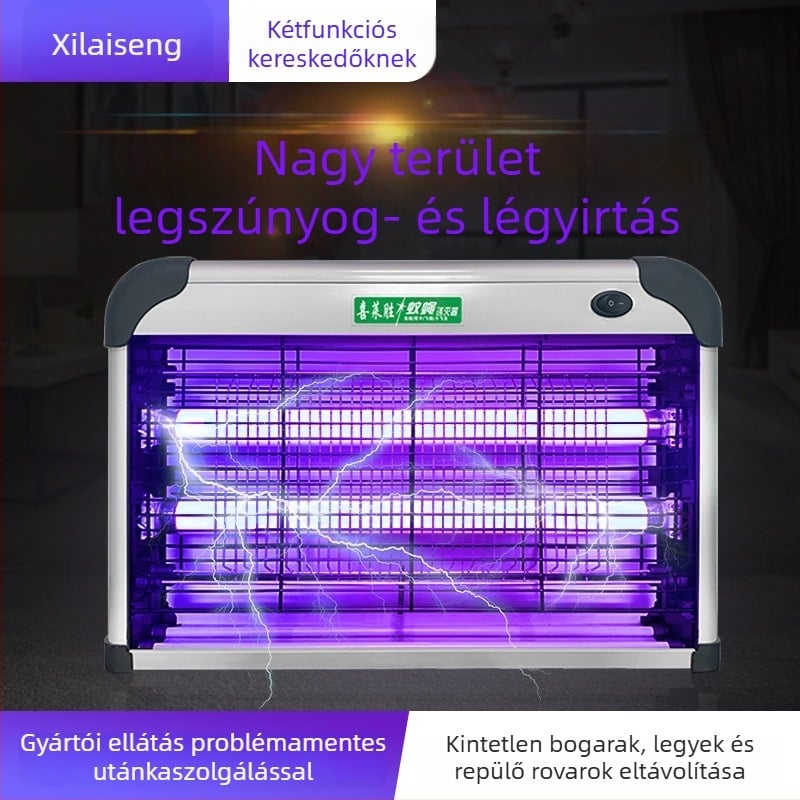 LED beltéri szúnyogirtó lámpa elektromos sokkal és fényhullám-csapdával | 41-60 m² lefedettség | külső nikkel-zink vas háló