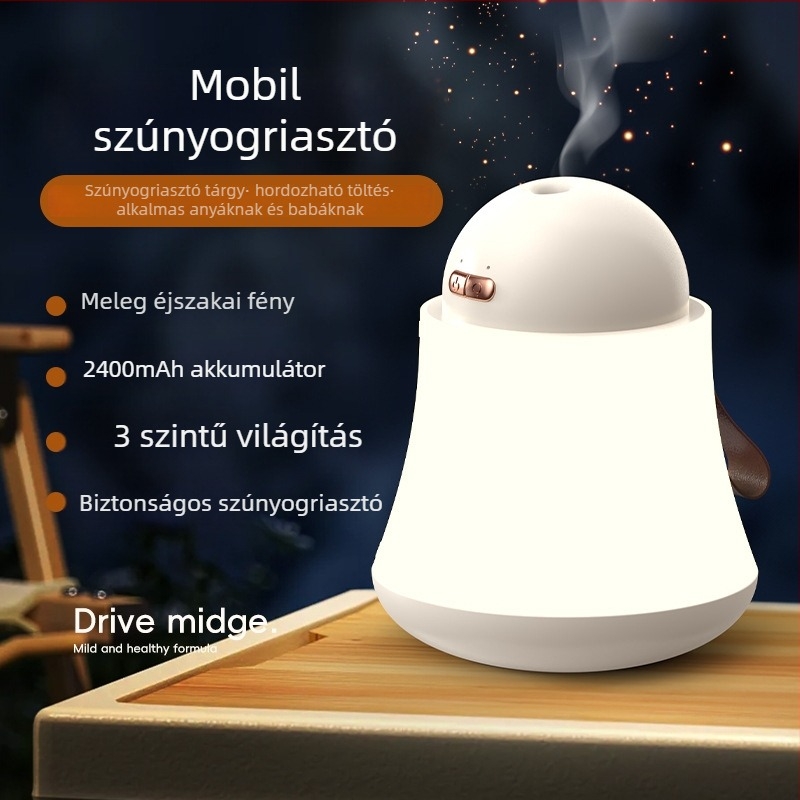 HM001 elektromos szúnyogriasztó lámpa, LED fényforrás, beépített 2001–2500 mAh akkumulátor, 11–20㎡ lefedettség, 6–8 órás üzemidő