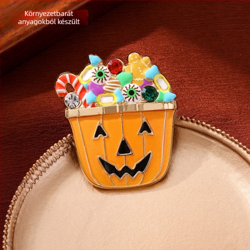 Minyu Halloween brooch – cinkötvözetből készült, olajcseppes befejezés, uniszex, ruhakiegészítő, őszi 2025