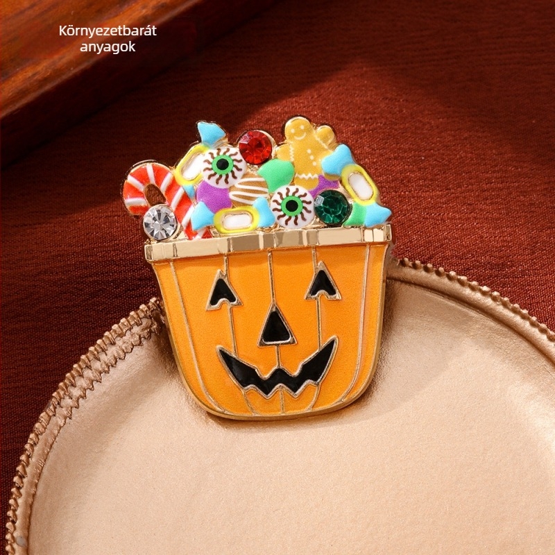 Minyu Halloween brooch – cinkötvözetből készült, olajcseppes befejezés, uniszex, ruhakiegészítő, őszi 2025