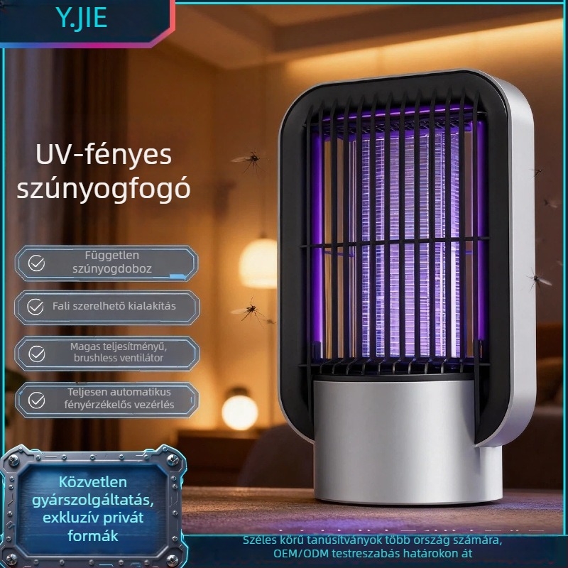 Otthonra szánt szúnyogölő lámpa | UV fénycsapda, újratölthető (8–10 óra), 41–60 m² lefedettség, folyamatos üzemmód, nem mérgező
