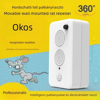 Hordozható, újratölthető ultrahangos egérriasztó, otthoni használatra